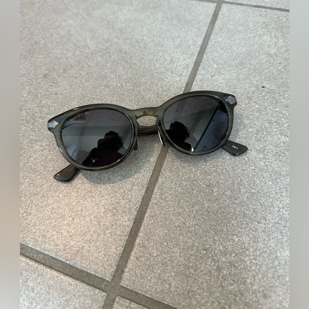 Gucci round cateye olive green acetate sunglasses